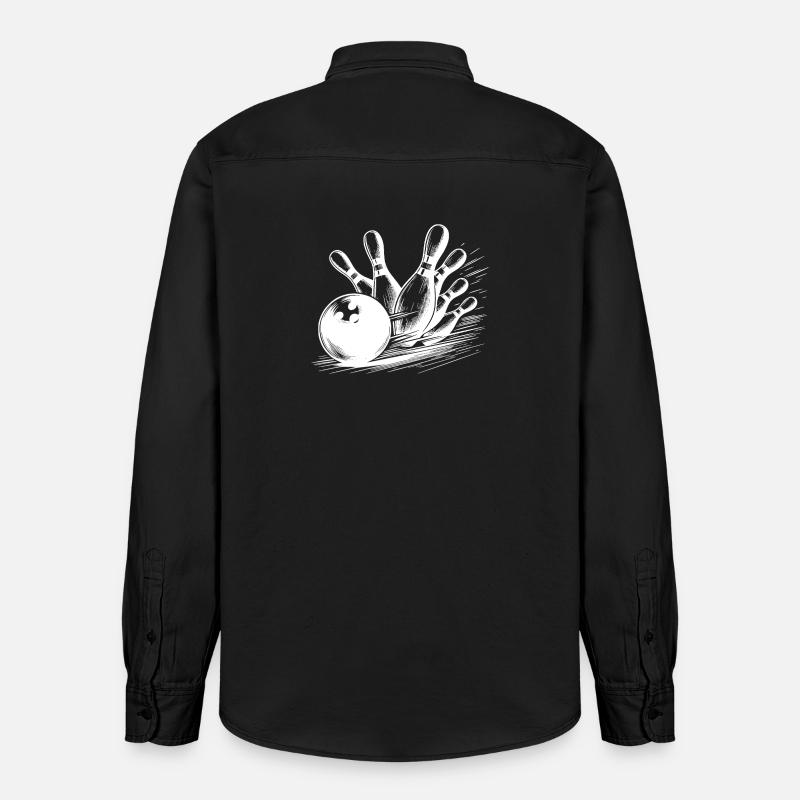 Dynamischer Bowlingkugel Wurf auf Pins - Relaxed Fit Unisex Organic Hemd von Stanley/Stella - washed Black