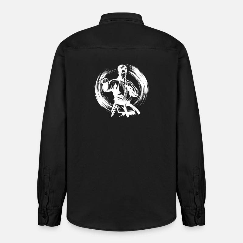 Dynamische Kampfpose Perfekte Karate Silhouette - Relaxed Fit Unisex Organic Hemd von Stanley/Stella - washed Black