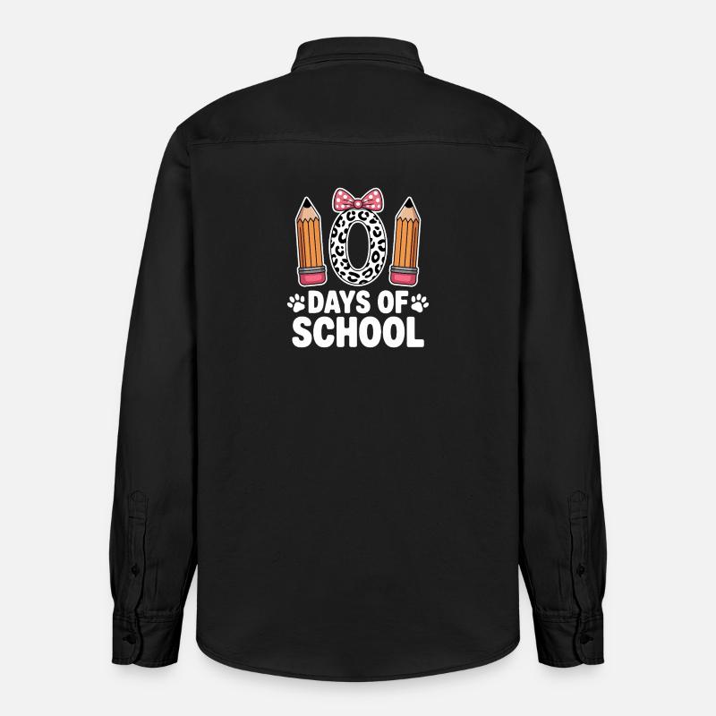 Léopard Pencil Retour à l’école - Chemise unisexe coupe décontractée bio Stanley/Stella - noir délavé