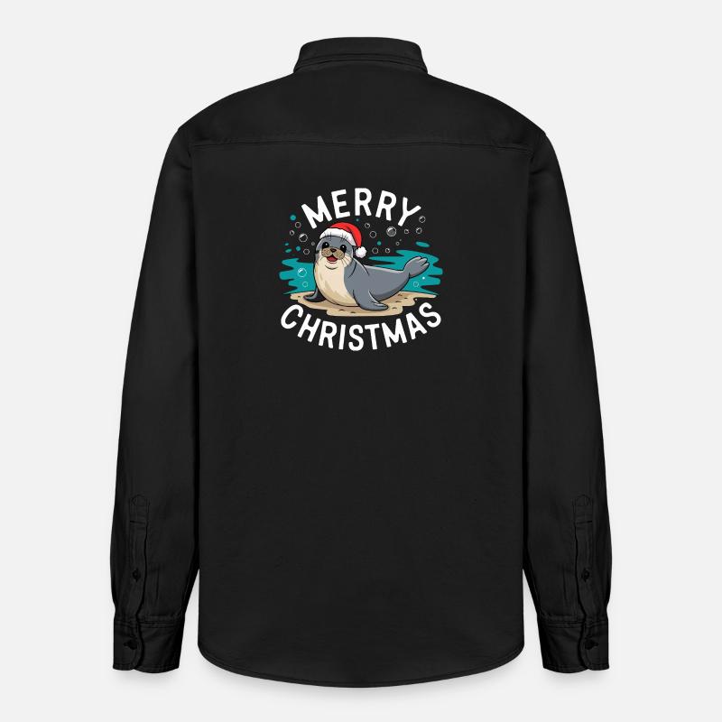 Joyeux Noël Mignon Phoque de Noël - Chemise unisexe coupe décontractée bio Stanley/Stella - noir délavé
