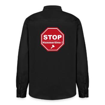Stop Hammertime - Relaxed Fit Unisex Organic Shirt by Stanley/Stella - washed black - Back - AI Model Male 178 light (178cm)