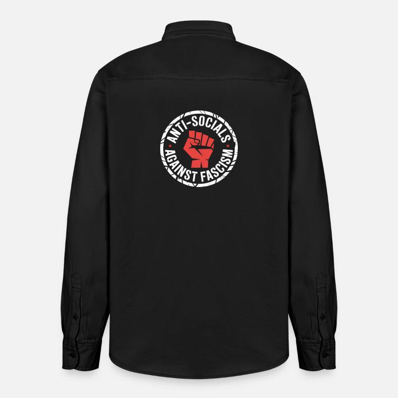 Antisoziale Antifa - Antifa Logo - Chemise unisexe coupe décontractée bio Stanley/Stella - noir délavé