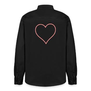 Valentines Pink Heart, Valentine's Day - Relaxed Fit Unisex Organic Shirt by Stanley/Stella - washed black - Back - AI Model Male 178 light (178cm)