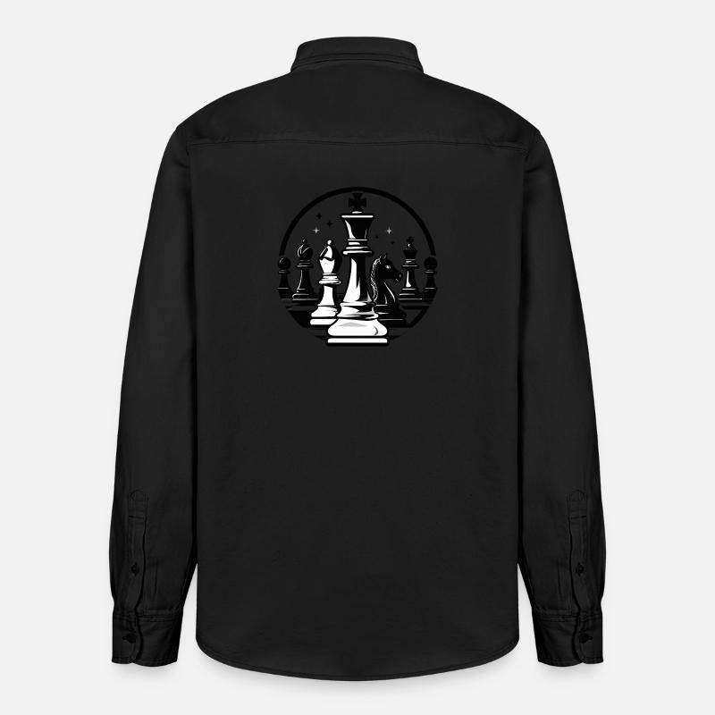 Duel d’échecs dans un motif d’échecs en noir et blanc - Chemise unisexe coupe décontractée bio Stanley/Stella - noir délavé