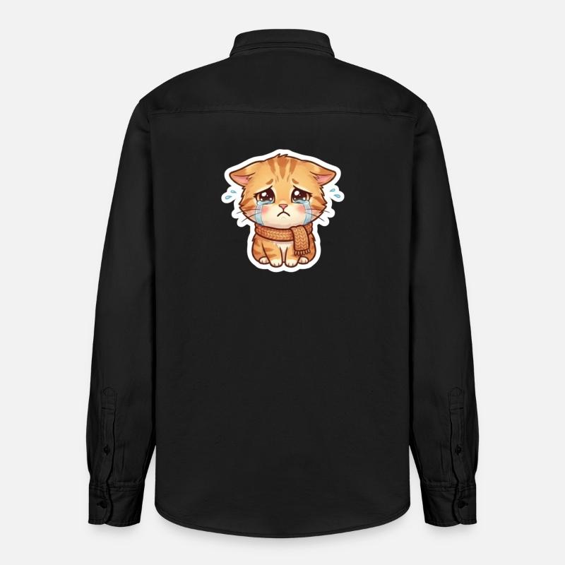 Chaton qui pleure avec une écharpe - Chemise unisexe coupe décontractée bio Stanley/Stella - noir délavé