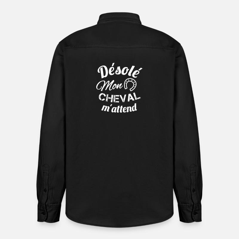 Désolé, mon cheval m'attend - Chemise unisexe coupe décontractée bio Stanley/Stella - noir délavé