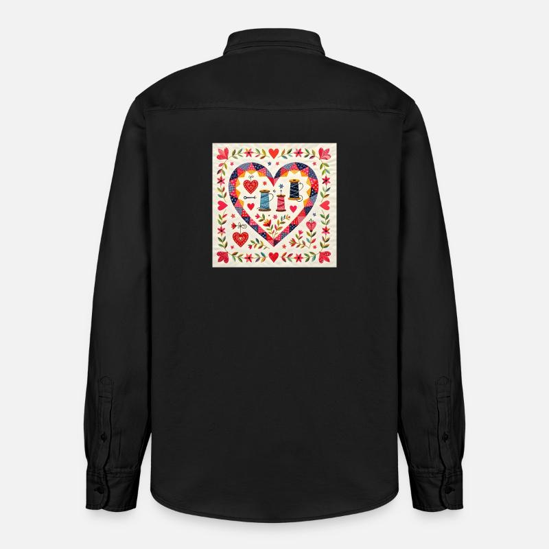 Patchwork Herz mit Garnen - Relaxed Fit Unisex Organic Hemd von Stanley/Stella - washed Black