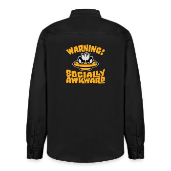 Duck Warning Socially awkward Socially awkward - Relaxed Fit Unisex Organic Shirt by Stanley/Stella - washed black - Back - AI Model Male 178 light (178cm)