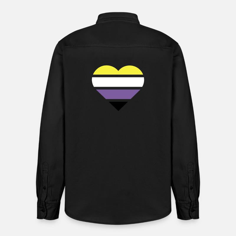 Pride Flag Heart · Nonbinary - Relaxed Fit Unisex Organic Hemd von Stanley/Stella - washed Black