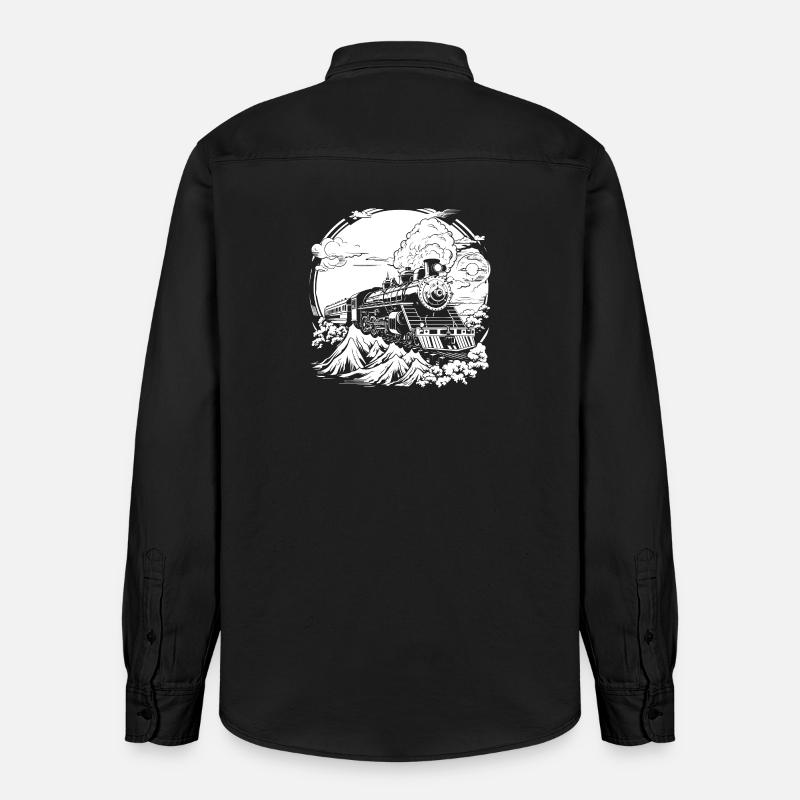 Eisenbahn - Relaxed Fit Unisex Organic Hemd von Stanley/Stella - washed Black
