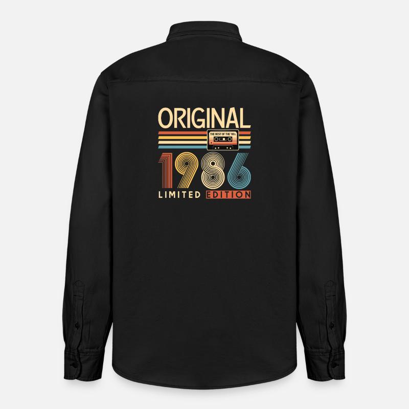 40 ans, 40e anniversaire - Chemise unisexe coupe décontractée bio Stanley/Stella - noir délavé