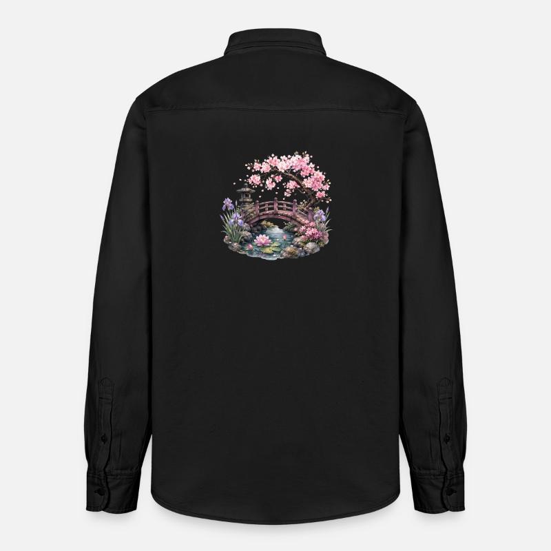 Kirschblüten Garten - Relaxed Fit Unisex Organic Hemd von Stanley/Stella - washed Black