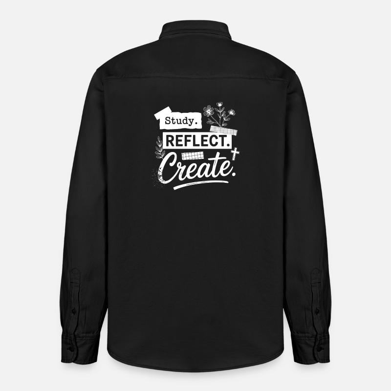 Étudier. Réfléchis. Créez. - Chemise unisexe coupe décontractée bio Stanley/Stella - noir délavé