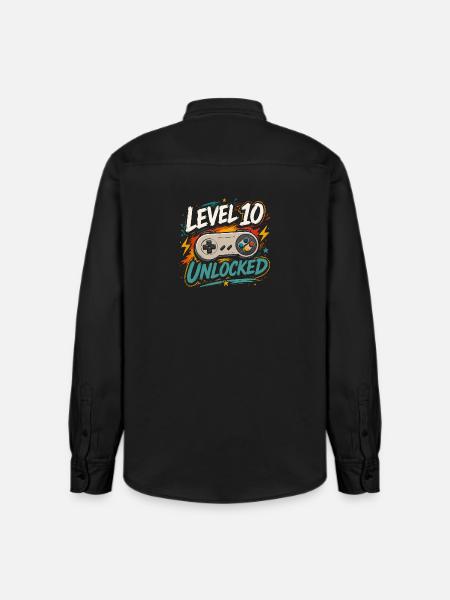 Level 10 freigeschaltetes 10-Jahres-Jubiläums-D-Geschenk - Relaxed Fit Unisex Organic Hemd von Stanley/Stella - washed Black