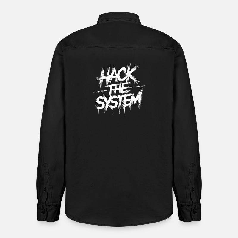 Hack the System Graffiti - Relaxed Fit Unisex Organic Hemd von Stanley/Stella - washed Black
