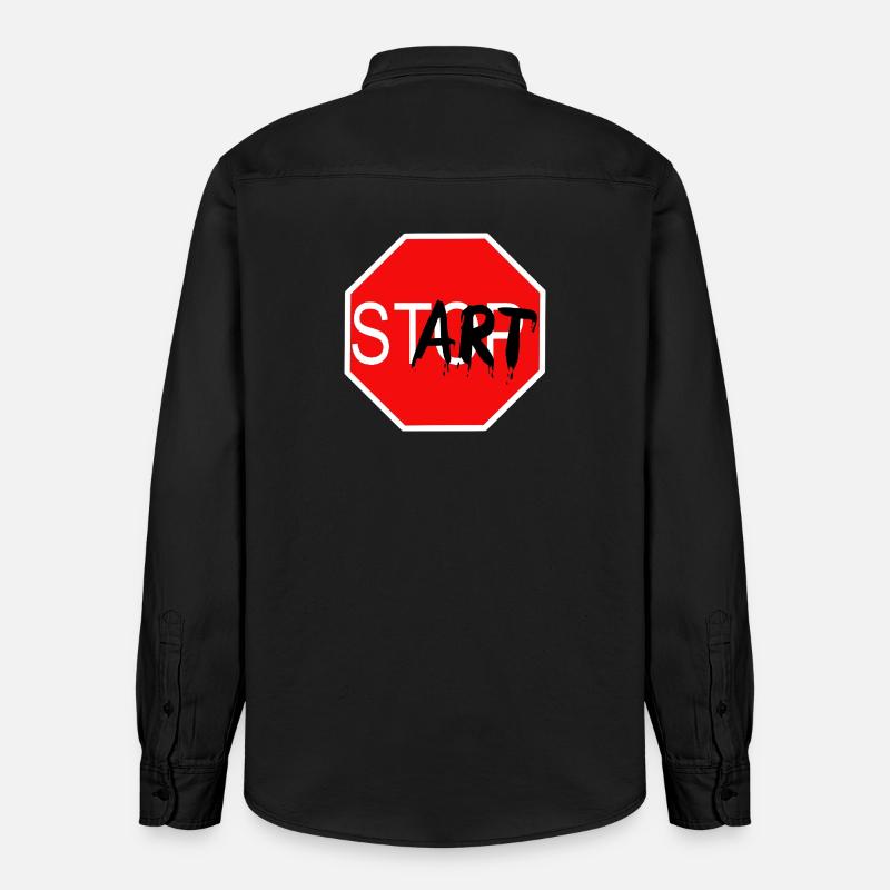 Panneau de démarrage Graffiti Panneau d’arrêt - Chemise unisexe coupe décontractée bio Stanley/Stella - noir délavé