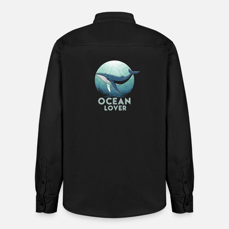 Plongée baleine - Ocean Lover - Chemise unisexe coupe décontractée bio Stanley/Stella - noir délavé