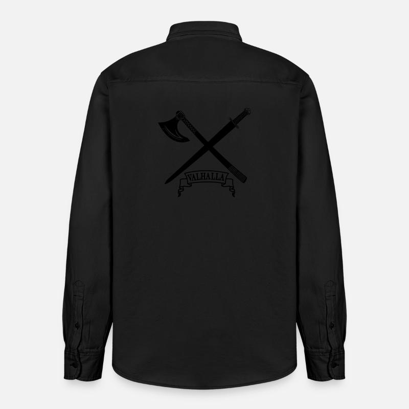 Valhalla avec hache et épée - Chemise unisexe coupe décontractée bio Stanley/Stella - noir délavé