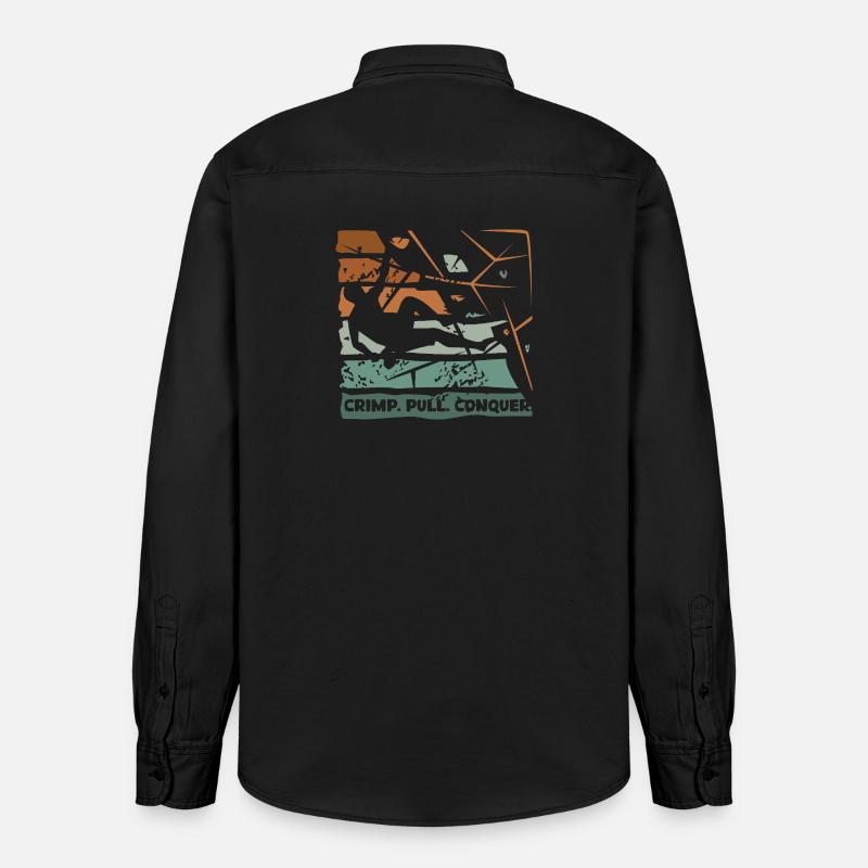 Bouldern – Crimp. Pull. Conquer. - Relaxed Fit Unisex Organic Hemd von Stanley/Stella - washed Black