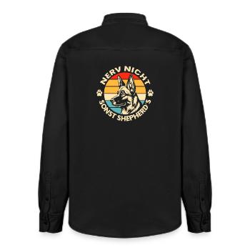 Schäferhund Geschenke Hund Herrchen Gassi - Relaxed Fit Unisex Organic Hemd von Stanley/Stella - washed Black - Hinten - AI Model Male 178 light (178cm)