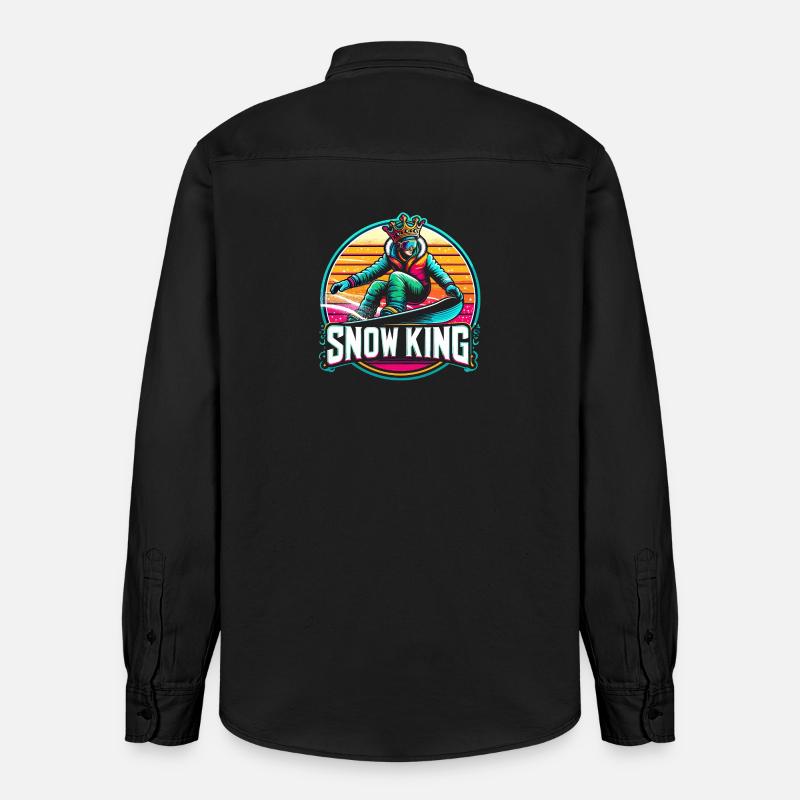 Conception du snowboard Snow King - Chemise unisexe coupe décontractée bio Stanley/Stella - noir délavé