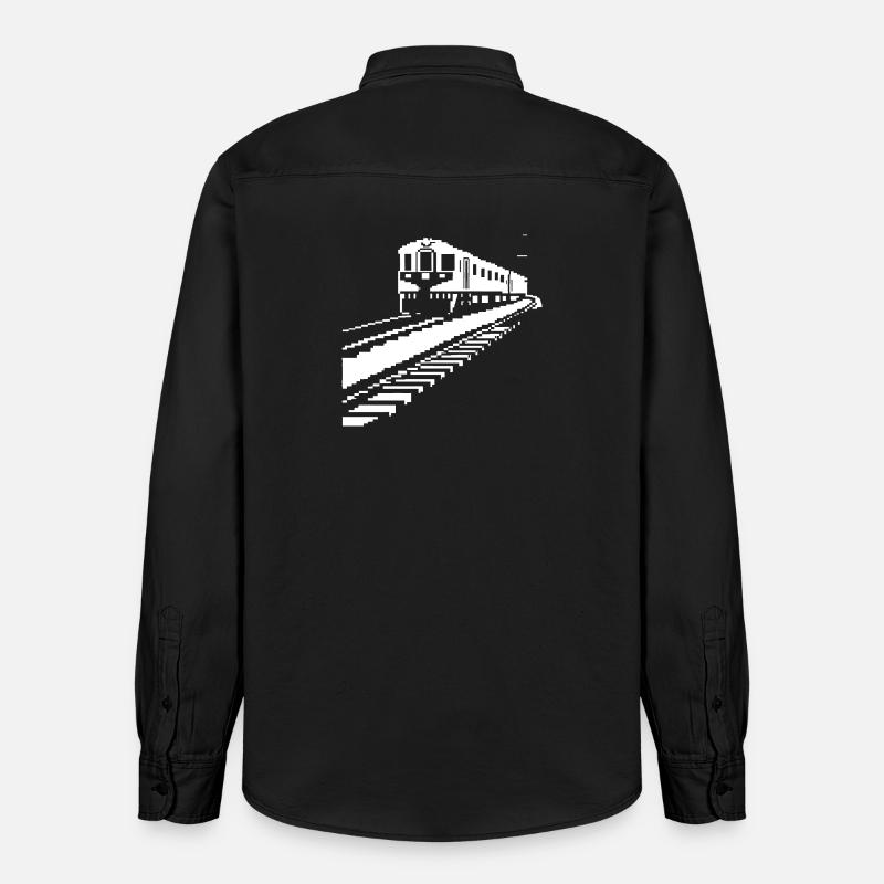 Chemin de fer Pixel Art - Chemise unisexe coupe décontractée bio Stanley/Stella - noir délavé