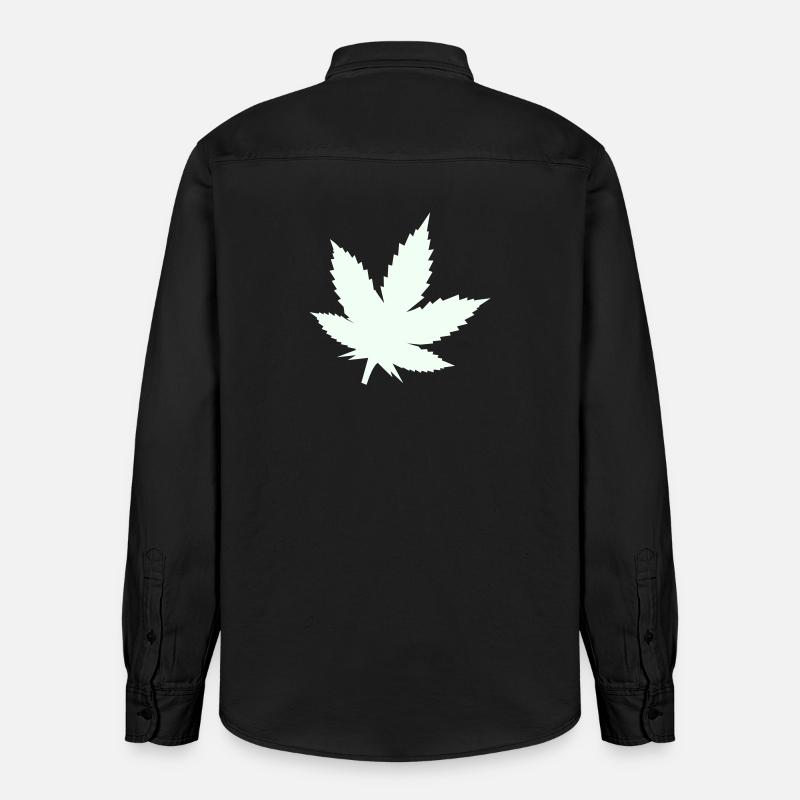 Cannabis Blatt Silhouette Mint - Relaxed Fit Unisex Organic Hemd von Stanley/Stella - washed Black