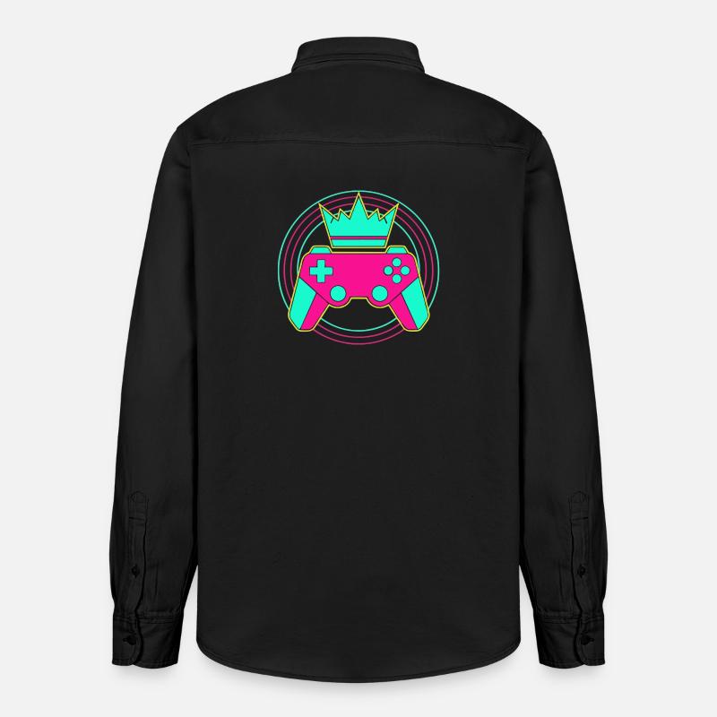 Controller Krone Neon Minimal Zocker Art - Relaxed Fit Unisex Organic Shirt by Stanley/Stella - washed black