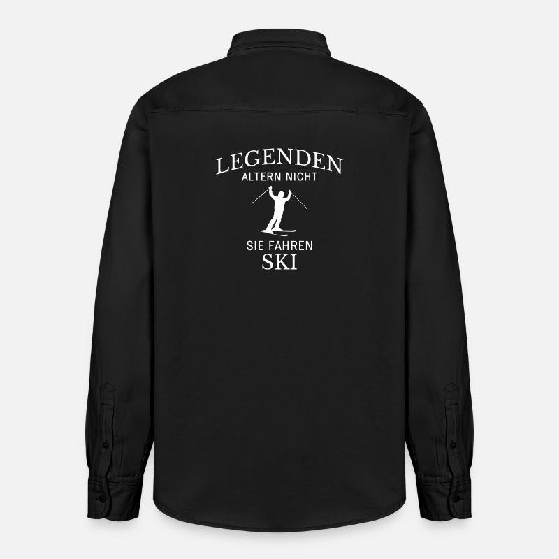 Légendes : Ski Ski Dicton - Chemise unisexe coupe décontractée bio Stanley/Stella - noir délavé