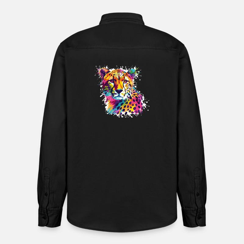 Graffiti léopard guépard - Chemise unisexe coupe décontractée bio Stanley/Stella - noir délavé