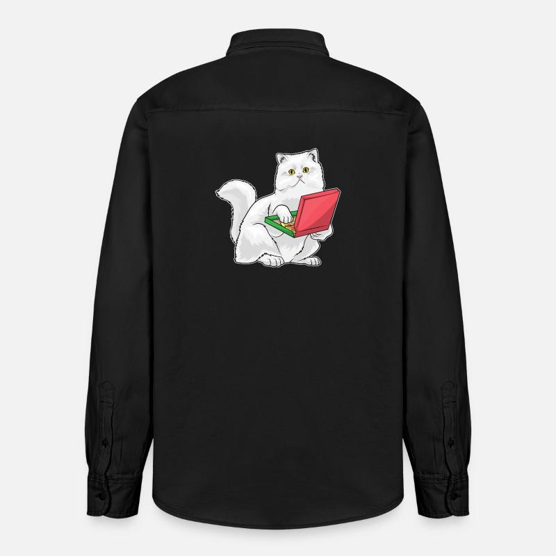 Pizza Chat Persan - Chemise unisexe coupe décontractée bio Stanley/Stella - noir délavé