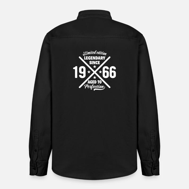 Édition limitée 1966 | Cadeau d’anniversaire - Chemise unisexe coupe décontractée bio Stanley/Stella - noir délavé