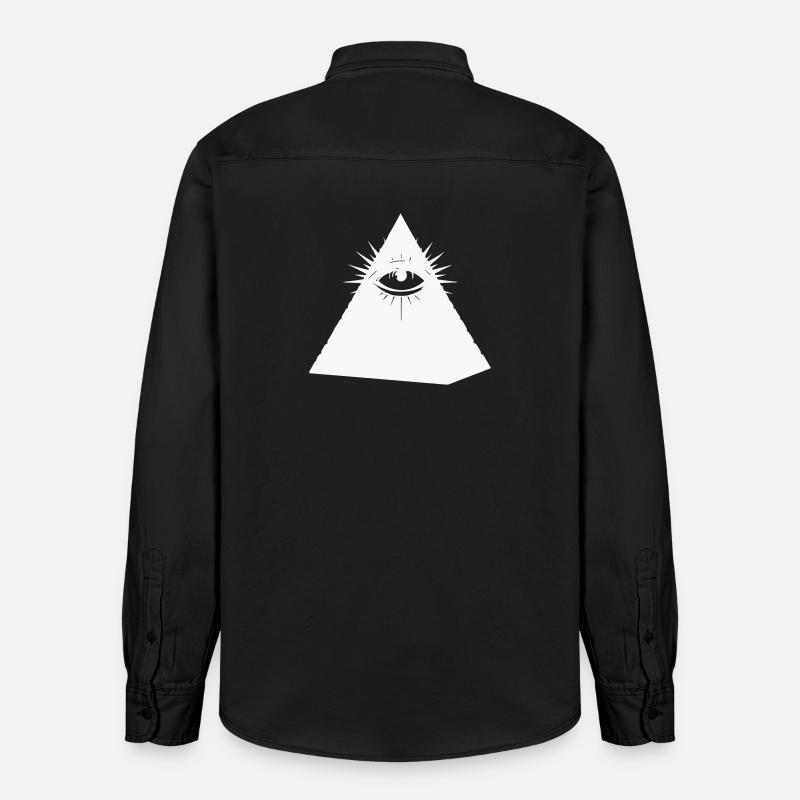 Symbole de l’œil pyramidal Illuminati - Chemise unisexe coupe décontractée bio Stanley/Stella - noir délavé