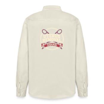 Hysterektomie-erholung Hysterektomie-überlebender - Relaxed Fit Unisex Organic Hemd von Stanley/Stella - Natur - Hinten - AI Model Male 178 light (178cm)