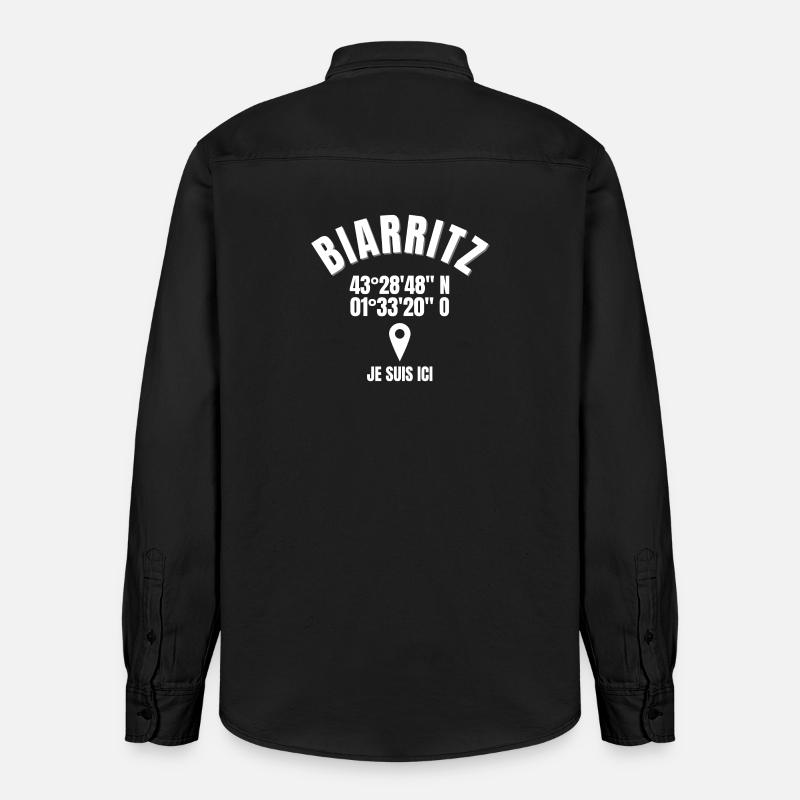 Biarritz, Basque, Pays Basque - Chemise unisexe coupe décontractée bio Stanley/Stella - noir délavé