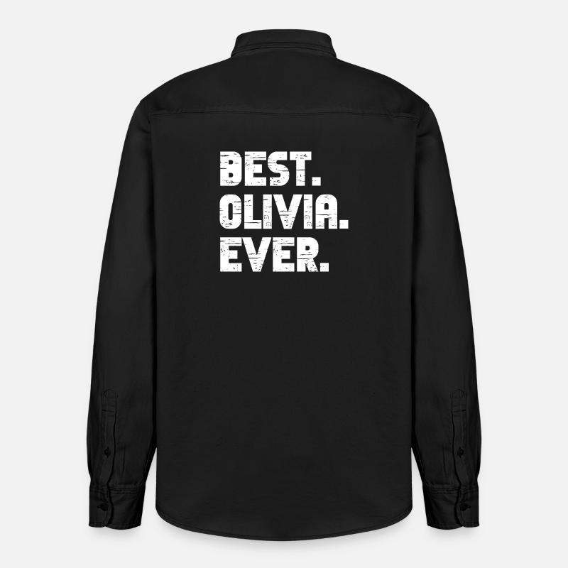 Best Olivia Ever Geschenk Spruch - Relaxed Fit Unisex Organic Hemd von Stanley/Stella - washed Black
