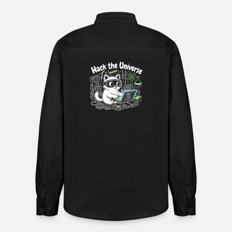 L’univers du crack KatzHacker - Chemise unisexe coupe décontractée bio Stanley/Stella - noir délavé