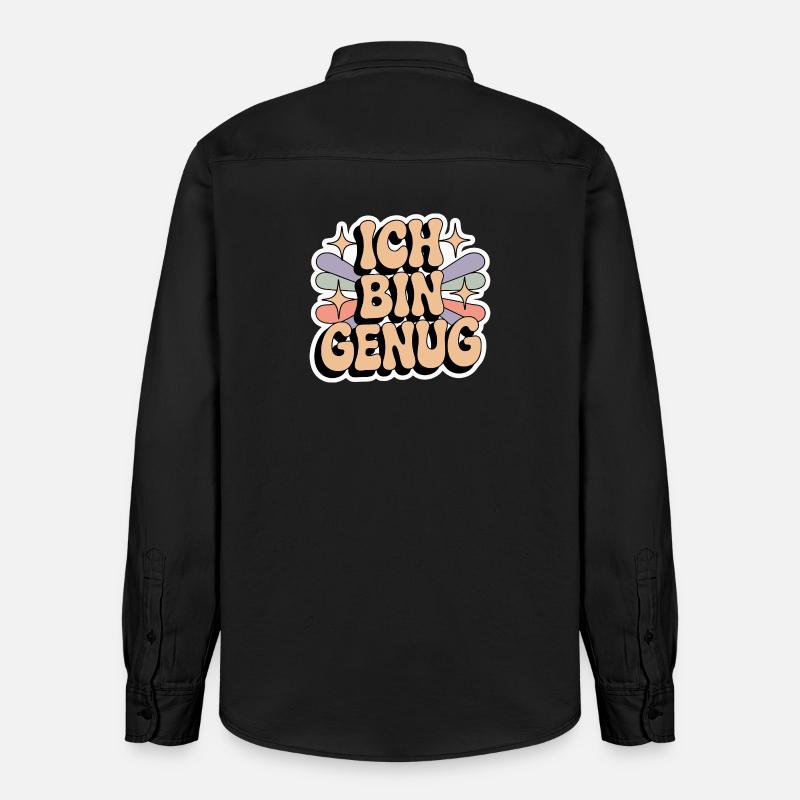 Ich bin genug – Retro Statement - Relaxed Fit Unisex Organic Hemd von Stanley/Stella - washed Black