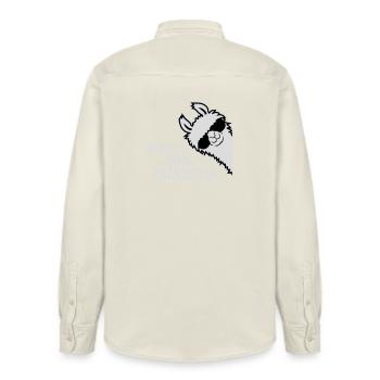 Lama Alpaka Sarcastic Side Character Sarkastisch - Relaxed Fit Unisex Organic Hemd von Stanley/Stella - Natur - Hinten - AI Model Male 178 light (178cm)