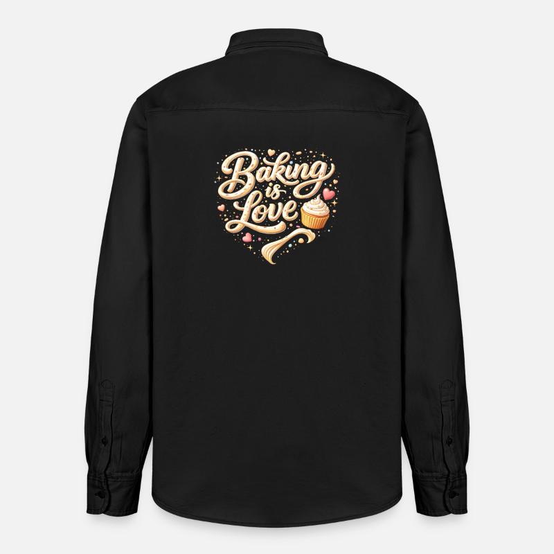 Baking is Love Backen Spruch Design  - Relaxed Fit Unisex Organic Hemd von Stanley/Stella - washed Black