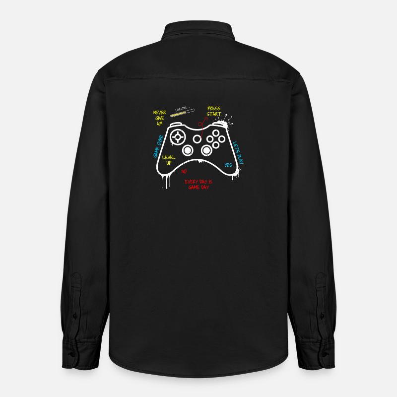 Gamer Controller Graffiti - Relaxed Fit Unisex Organic Hemd von Stanley/Stella - washed Black