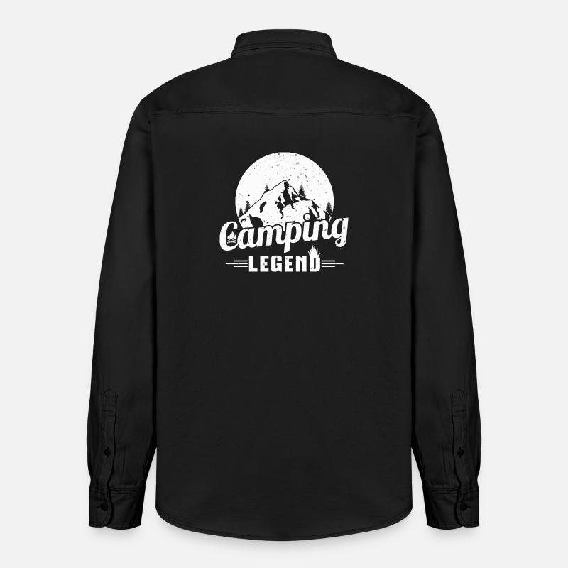 Mountain Camping Legend Design - Relaxed Fit Unisex Organic Shirt by Stanley/Stella - washed black