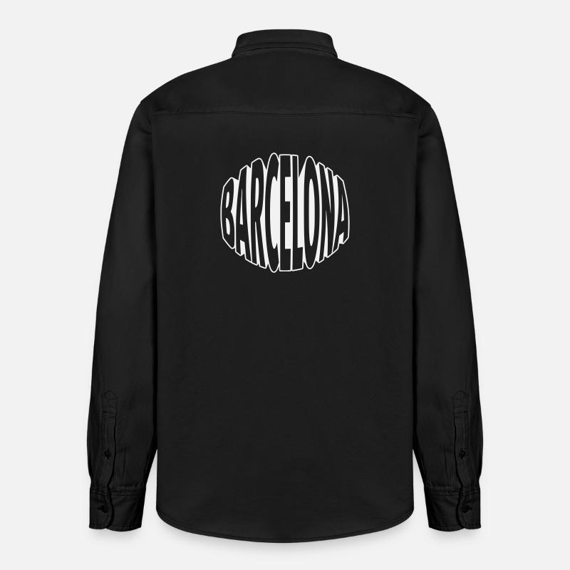Lettrage ovale de Barcelone - Chemise unisexe coupe décontractée bio Stanley/Stella - noir délavé
