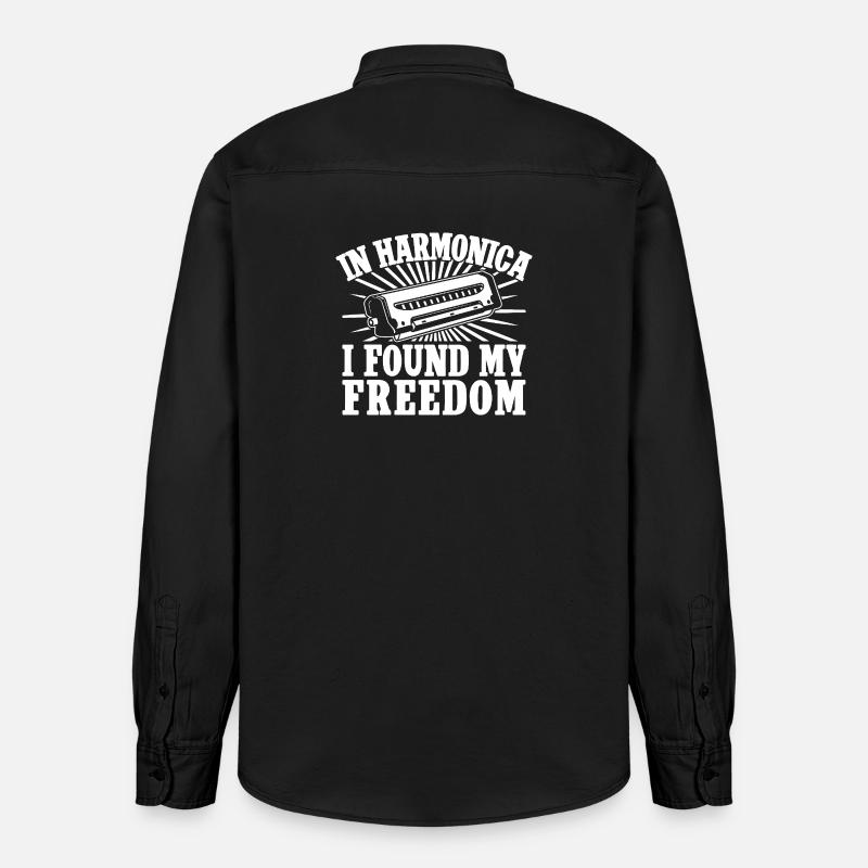 Harmonica Musican Found My Freedom Harmonica - Chemise unisexe coupe décontractée bio Stanley/Stella - noir délavé