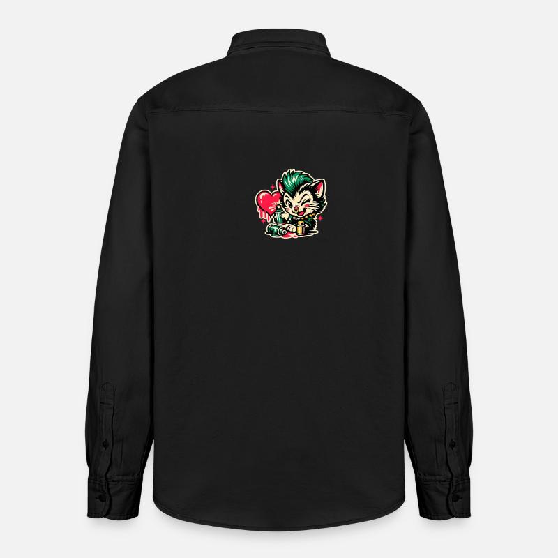 Graffiti de chaton avec cœur - Chemise unisexe coupe décontractée bio Stanley/Stella - noir délavé