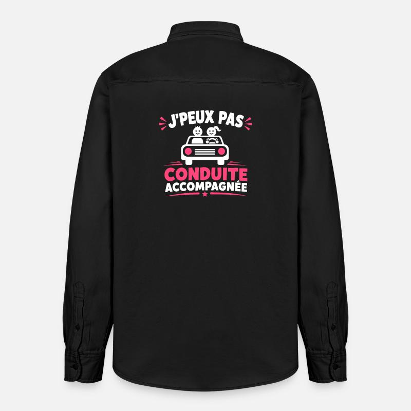 J'peux pas conduite accompagnée - Chemise unisexe coupe décontractée bio Stanley/Stella - noir délavé