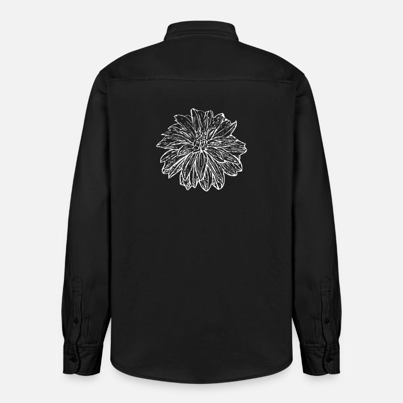 Fleur, Blanc, Fleur Blanche - Chemise unisexe coupe décontractée bio Stanley/Stella - noir délavé