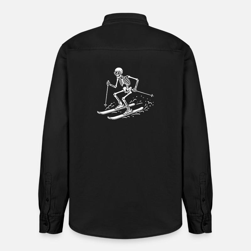 Skelettskifahrer auf Schneewellen - Relaxed Fit Unisex Organic Hemd von Stanley/Stella - washed Black