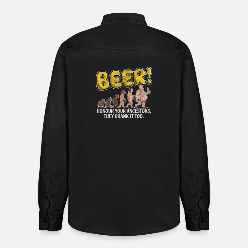 Evolution Beer Lustiges Witziges Bier - Relaxed Fit Unisex Organic Hemd von Stanley/Stella - washed Black