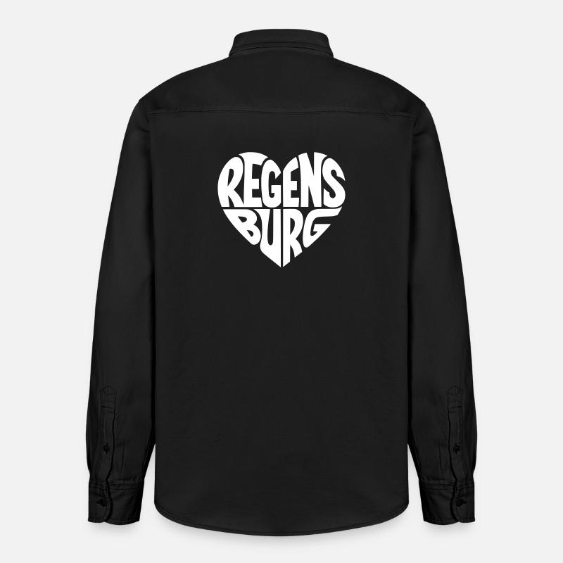 Regensburg Herzdesign - Relaxed Fit Unisex Organic Hemd von Stanley/Stella - washed Black